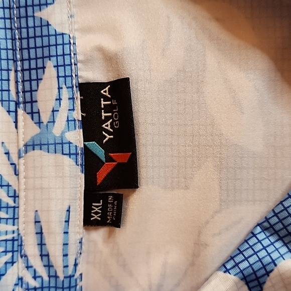 YATTA Golf Polo, Blue Floral Polo, Blue and White, Size XXL - Picture 5 of 5